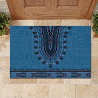 Blue African Dashiki With Fijian Tapa Pattern Rubber Doormat LT14 - Polynesian Pride