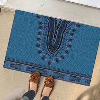 Blue African Dashiki With Fijian Tapa Pattern Rubber Doormat LT14 - Polynesian Pride