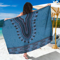 Blue African Dashiki With Fijian Tapa Pattern Sarong LT14 One Size 44 x 66 inches Blue - Polynesian Pride