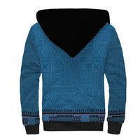 Blue African Dashiki With Fijian Tapa Pattern Sherpa Hoodie LT14 - Polynesian Pride
