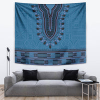 Blue African Dashiki With Fijian Tapa Pattern Tapestry LT14 Blue - Polynesian Pride