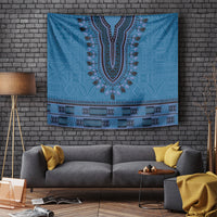 Blue African Dashiki With Fijian Tapa Pattern Tapestry LT14 - Polynesian Pride