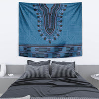 Blue African Dashiki With Fijian Tapa Pattern Tapestry LT14 - Polynesian Pride