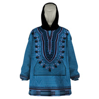 Blue African Dashiki With Fijian Tapa Pattern Wearable Blanket Hoodie LT14 One Size Blue - Polynesian Pride
