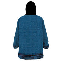Blue African Dashiki With Fijian Tapa Pattern Wearable Blanket Hoodie LT14 - Polynesian Pride