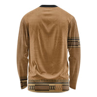 Brown African Dashiki With Fijian Tapa Pattern Long Sleeve Shirt LT14 - Polynesian Pride