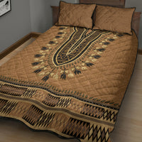 Brown African Dashiki With Fijian Tapa Pattern Quilt Bed Set LT14 - Polynesian Pride