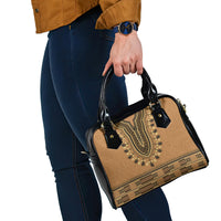 Brown African Dashiki With Fijian Tapa Pattern Shoulder Handbag LT14 - Polynesian Pride