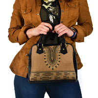 Brown African Dashiki With Fijian Tapa Pattern Shoulder Handbag LT14 - Polynesian Pride
