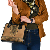 Brown African Dashiki With Fijian Tapa Pattern Shoulder Handbag LT14 - Polynesian Pride