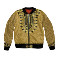 Gold African Dashiki With Fijian Tapa Pattern Bomber Jacket