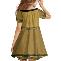 Gold African Dashiki With Fijian Tapa Pattern Family Matching Short Sleeve Bodycon Dress and Hawaiian Shirt