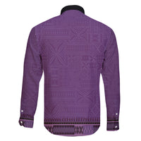Purple African Dashiki With Fijian Tapa Pattern Family Matching Off The Shoulder Long Sleeve Dress and Hawaiian Shirt