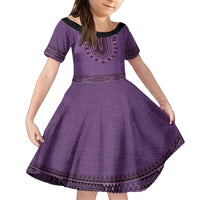 Purple African Dashiki With Fijian Tapa Pattern Family Matching Puletasi and Hawaiian Shirt LT14 Daughter's Dress Purple - Polynesian Pride