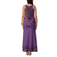 Purple African Dashiki With Fijian Tapa Pattern Family Matching Tank Maxi Dress and Hawaiian Shirt