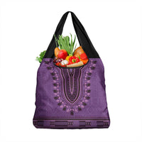 Purple African Dashiki With Fijian Tapa Pattern Grocery Bag