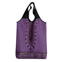 Purple African Dashiki With Fijian Tapa Pattern Grocery Bag