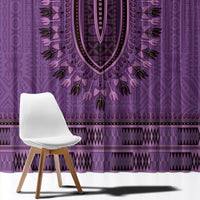 Purple African Dashiki With Fijian Tapa Pattern Window Curtain