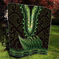 Lime Green African Dashiki With Aotearoa Maori Quilt Paua Shell Mix Silver Fern
