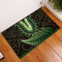 Lime Green African Dashiki With Aotearoa Maori Rubber Doormat Paua Shell Mix Silver Fern