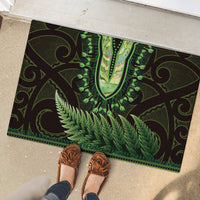 Lime Green African Dashiki With Aotearoa Maori Rubber Doormat Paua Shell Mix Silver Fern