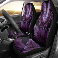 Purple African Dashiki With Aotearoa Maori Car Seat Cover Paua Shell Mix Silver Fern