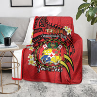 Personalised Tonga Emancipation Day Blanket Tongan Ngatu Pattern - Red Version LT14 - Polynesian Pride