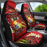 Personalised Tonga Emancipation Day Car Seat Cover Tongan Ngatu Pattern - Red Version