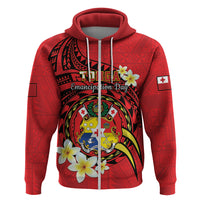 Personalised Tonga Emancipation Day Hoodie Tongan Ngatu Pattern - Red Version LT14 Zip Hoodie Red - Polynesian Pride