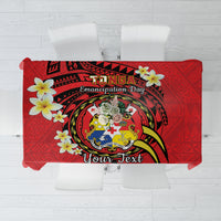 Personalised Tonga Emancipation Day Tablecloth Tongan Ngatu Pattern - Red Version LT14 Red - Polynesian Pride