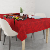Personalised Tonga Emancipation Day Tablecloth Tongan Ngatu Pattern - Red Version LT14 - Polynesian Pride