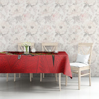 Personalised Tonga Emancipation Day Tablecloth Tongan Ngatu Pattern - Red Version LT14 - Polynesian Pride