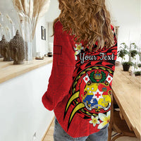 Personalised Tonga Emancipation Day Women Casual Shirt Tongan Ngatu Pattern - Red Version