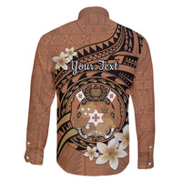 Personalised Tonga Emancipation Day Family Matching Tank Maxi Dress and Hawaiian Shirt Tongan Ngatu Pattern - Brown Version