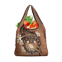Personalised Tonga Emancipation Day Grocery Bag Tongan Ngatu Pattern - Brown Version