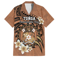 Personalised Tonga Emancipation Day Hawaiian Shirt Tongan Ngatu Pattern - Brown Version