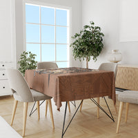 Personalised Tonga Emancipation Day Tablecloth Tongan Ngatu Pattern - Brown Version LT14 - Polynesian Pride
