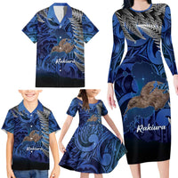 New Zealand Stewart Island Family Matching Long Sleeve Bodycon Dress and Hawaiian Shirt Rakiura Kiwi Maori Glowing Sky LT14 - Polynesian Pride