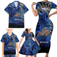 New Zealand Stewart Island Family Matching Short Sleeve Bodycon Dress and Hawaiian Shirt Rakiura Kiwi Maori Glowing Sky LT14 - Polynesian Pride