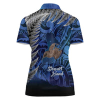 New Zealand Stewart Island Women Polo Shirt Rakiura Kiwi Maori Glowing Sky