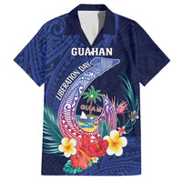 Personalised Guam Liberation Day Family Matching Tank Maxi Dress and Hawaiian Shirt Happy 80th Anniversary Fish Hook Mix Tropical Flowers