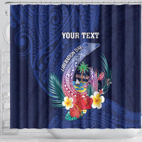 Personalised Guam Liberation Day Shower Curtain Happy 80th Anniversary Fish Hook Mix Tropical Flowers