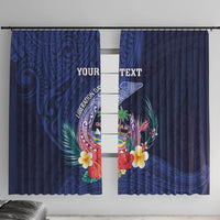 Personalised Guam Liberation Day Window Curtain Happy 80th Anniversary Fish Hook Mix Tropical Flowers