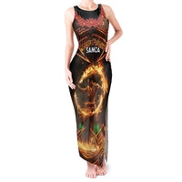 Samoa Teuila 2024 Festival Tank Maxi Dress Samoan Siva Afi With Red Gingers LT14 Women Black - Polynesian Pride