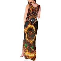 Samoa Teuila 2024 Festival Tank Maxi Dress Samoan Siva Afi With Red Gingers LT14 - Polynesian Pride