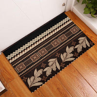 Black Samoa Siapo Teuila Flowers Rubber Doormat LT14 Black - Polynesian Pride