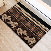 Black Samoa Siapo Teuila Flowers Rubber Doormat LT14 - Polynesian Pride