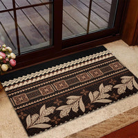 Black Samoa Siapo Teuila Flowers Rubber Doormat LT14 - Polynesian Pride