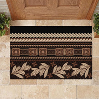 Black Samoa Siapo Teuila Flowers Rubber Doormat LT14 - Polynesian Pride