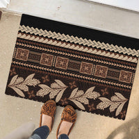 Black Samoa Siapo Teuila Flowers Rubber Doormat LT14 - Polynesian Pride